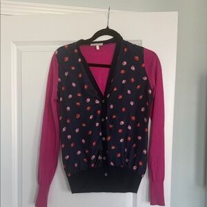 ANN MASHBURN Black and Pink Floral Cardigan